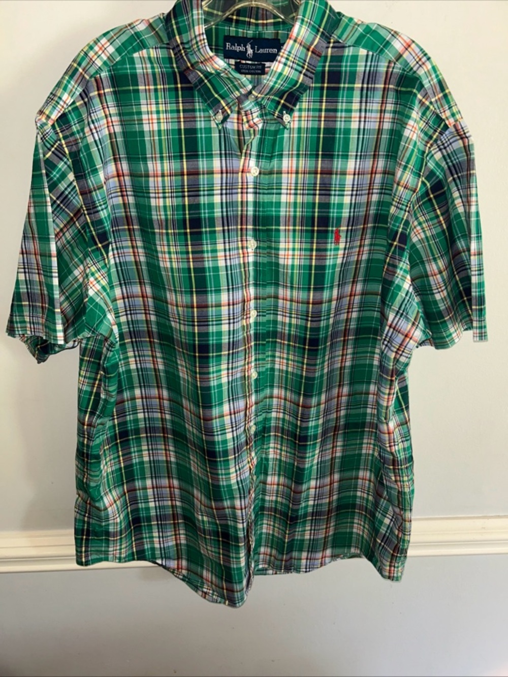 Ralph Lauren Green Plaid Short-Sleeve Button-Down Shirt